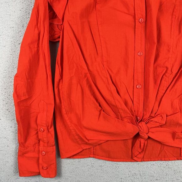 NWT Current Elliott The Asley Poinciana Orange Long Sleeve Button Up Blouse 2 - Picture 14 of 16